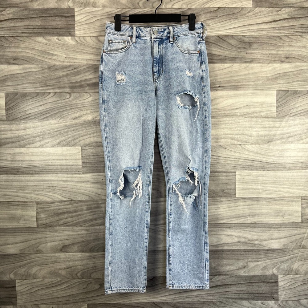 PacSun Mom Jeans Women's Size 25 Blue Denim‎ Light Wash Distressed Straight Leg